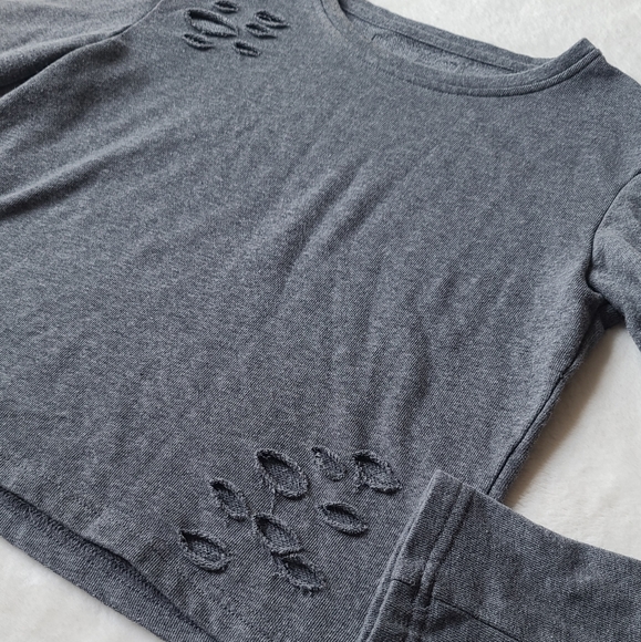 Alphalete Distressed Long Sleeve Crop Top Crewneck - Picture 11 of 14